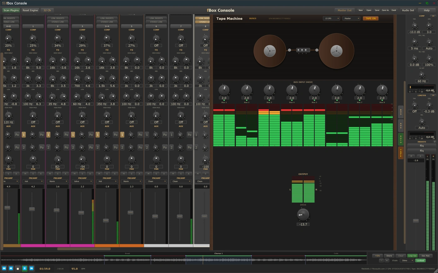 fBox Console Standalone - tape machine active