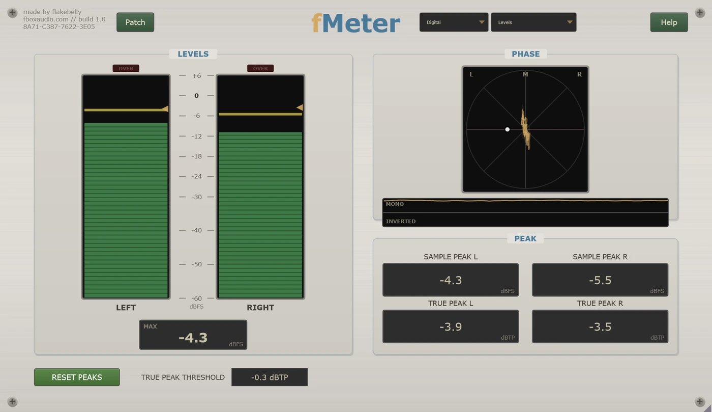 fMeter - Levels page