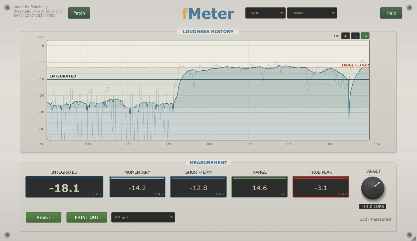 fMeter - Loudness page