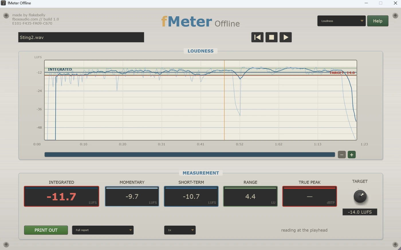 fMeter Offline - Loudness page